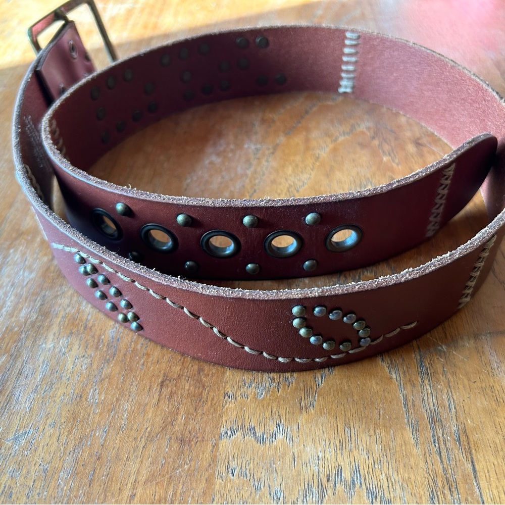 Bed Stu Leather Belt with Stitching, Studs, and Rivets. Like New.